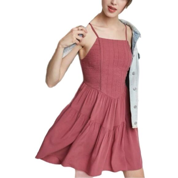 Wild Fable Sundress Women’s XS Mauve Embroidered Tiered Adjustable Straps. - Picture 1 of 14